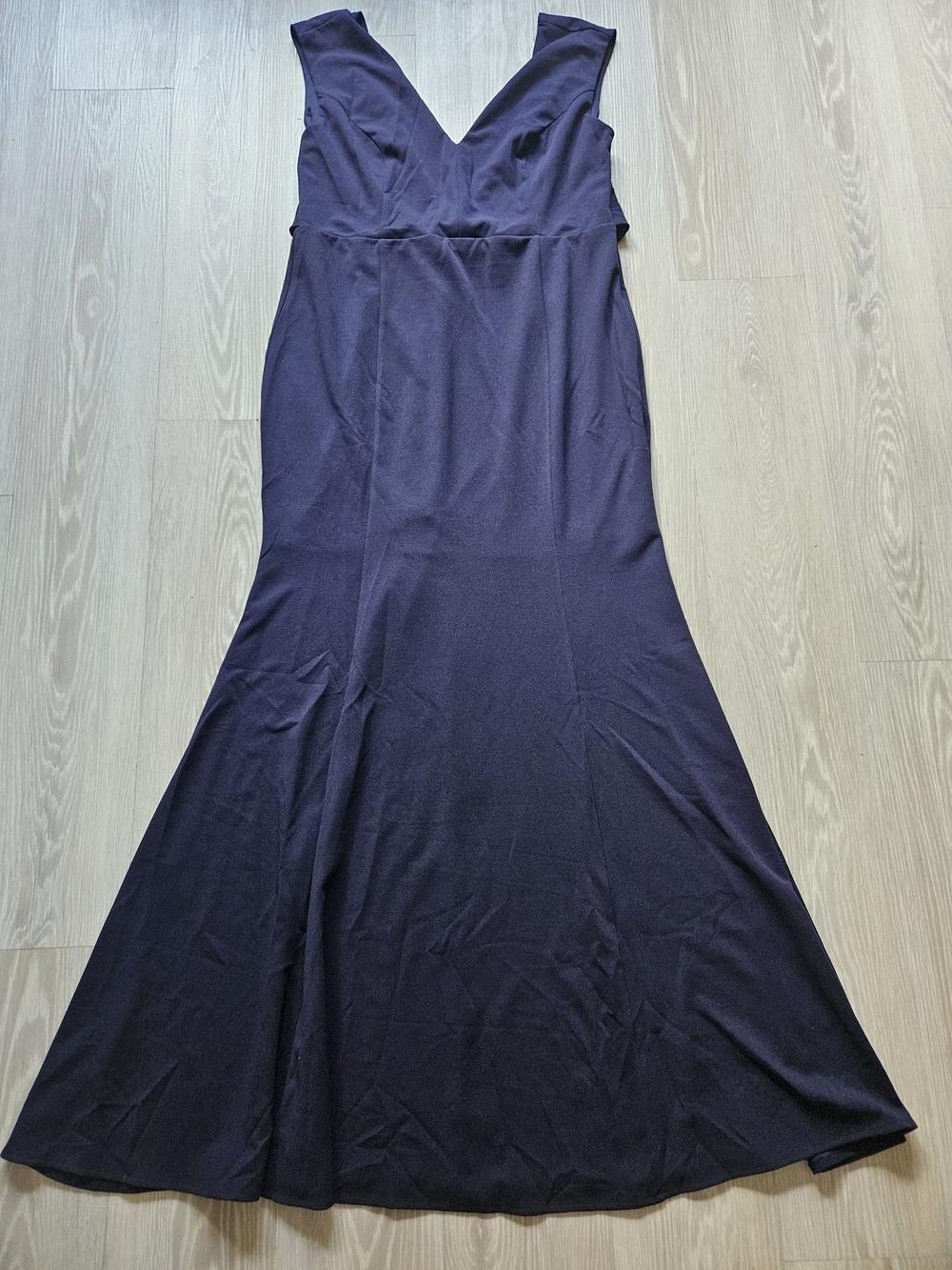 Sleeveless V-Neck Navy Maxi Dress